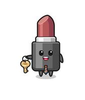 cute lipstick as a real estate agent mascot vector