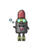 the lipstick diver cartoon character vector