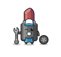 the lipstick character as a mechanic mascot vector