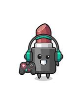 lipstick gamer mascot holding a game controller vector