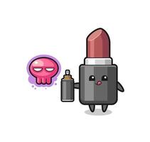 lipstick cartoon make a graffiti with a spray paint vector