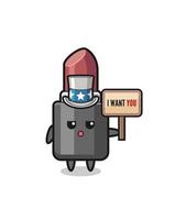 lipstick cartoon as uncle Sam holding the banner I want you vector