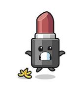 lipstick cartoon is slip on a banana peel vector