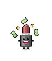 illustration of the lipstick catching money falling from the sky vector
