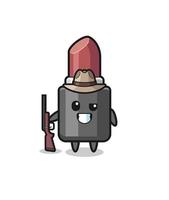 lipstick hunter mascot holding a gun vector