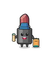 lipstick mascot character as hiker vector