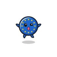 euro flag character is jumping gesture vector