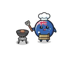 australia flag barbeque chef with a grill vector