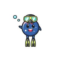 the australia flag diver cartoon character vector