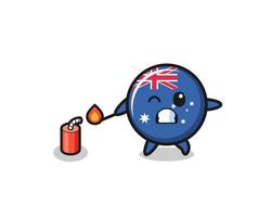 australia flag mascot illustration playing firecracker vector