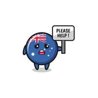 cute australia flag hold the please help banner vector