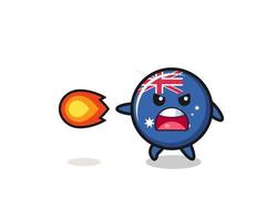 cute australia flag mascot is shooting fire power vector