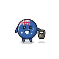 australia flag mascot lifting kettlebell in the gym vector