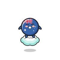 cute australia flag illustration riding a floating cloud vector