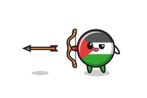 illustration of palestine flag character doing archery vector