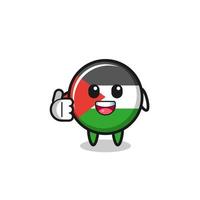 Mascota de la bandera de Palestina haciendo pulgares arriba gesto vector