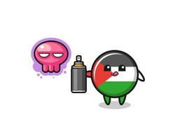 palestine flag cartoon make a graffiti with a spray paint vector