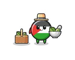 palestine flag herbalist cute cartoon vector