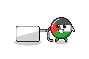 palestine flag cartoon is pulling a banner vector