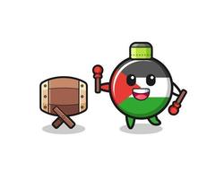 palestine flag muslim cartoon is beating the bedug vector