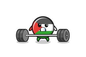 cartoon of palestine flag lifting a barbell vector