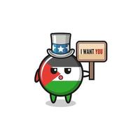 palestine flag cartoon as uncle Sam holding the banner I want you vector