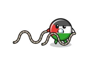 illustration of palestine flag doing battle rope workout vector