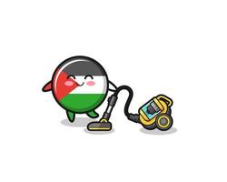cute palestine flag holding vacuum cleaner illustration vector