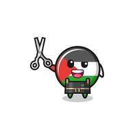 palestine flag character as barbershop mascot vector