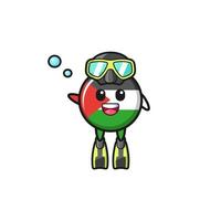 the palestine flag diver cartoon character vector