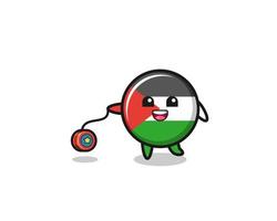 cartoon of cute palestine flag playing a yoyo vector