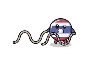 illustration of thailand flag doing battle rope workout vector