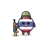 cute thailand flag mascot as a soldier vector