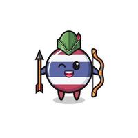 thailand flag cartoon as medieval archer mascot vector