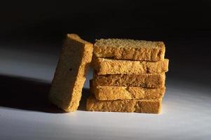 Rusk or toasts on a white background photo