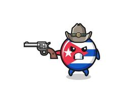 El vaquero de la bandera de Cuba disparando con una pistola vector