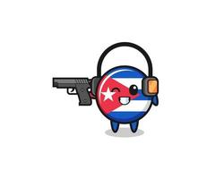 illustration of cuba flag cartoon doing shooting range vector