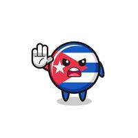 cuba flag character doing stop gesture vector