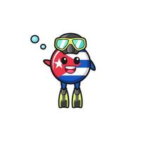 the cuba flag diver cartoon character vector