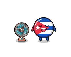 cute cuba flag is standing in front of the fan vector