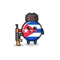 cute cuba flag cartoon as Russian army vector