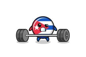 cartoon of cuba flag lifting a barbell vector