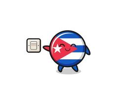 cartoon cuba flag is turning off light vector