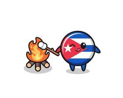 cuba flag character is burning marshmallow vector