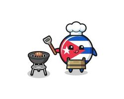 bandera de cuba, chef de barbacoa, con, parrilla vector