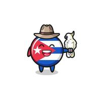 cuba flag zookeeper mascot with a parrot vector