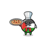 carácter de la bandera de Palestina como mascota del chef italiano vector