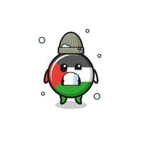 bandera de palestina de dibujos animados lindo con expresión temblorosa vector
