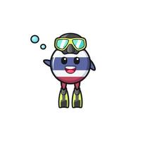 the thailand flag diver cartoon character vector