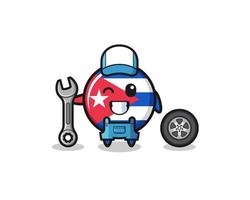 the cuba flag character as a mechanic mascot vector